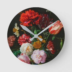 Stilleven met bloemen in een glazen vaas ronde klok