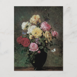 Stilleven met bloemen in vaas door Olaf Hermansen Briefkaart