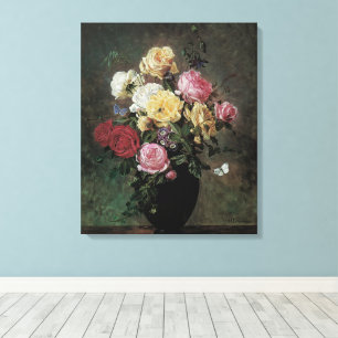 Stilleven met bloemen in vaas door Olaf Hermansen Canvas Afdruk