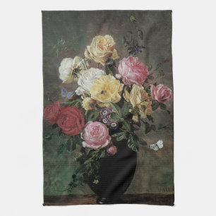 Stilleven met bloemen in vaas door Olaf Hermansen Theedoek