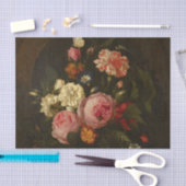 Stilleven met bloemen, insecten en een schelp tissuepapier (Craft)