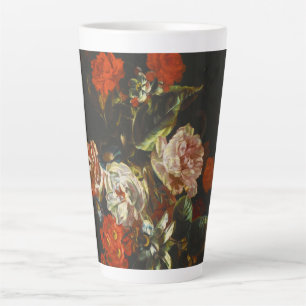 stilleven met bloemen latte mok