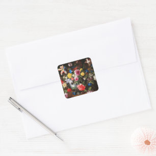 Stilleven met bloemen van Nicolas Baudesson Vierkante Sticker