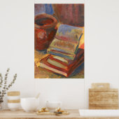Stilleven met boeken om te lezen Schilderen Poster (Keuken)