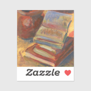 Stilleven met boeken schilderen sticker