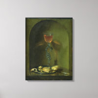 Stilleven met brood en wijnglas