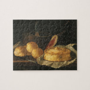 Stilleven met broodtaart en ham, Giuseppe Recco Legpuzzel