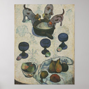 Stilleven met drie puppy's van Paul Gauguin Poster