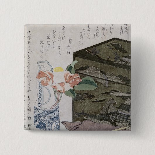 Stilleven met een Camelia, c.1820 Vierkante Button 5,1 Cm (Voorkant)