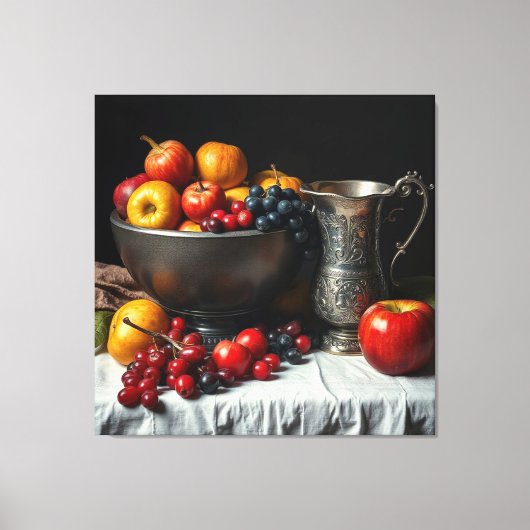 Stilleven met fruit en kruik canvas afdruk (Voorkant)