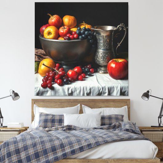 Stilleven met fruit en kruik canvas afdruk (Insitu (Slaapkamer))