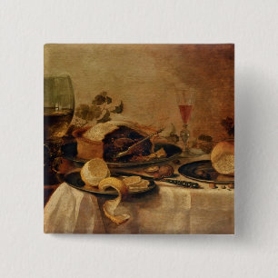 Stilleven met Fruit Pie, 1635 Vierkante Button 5,1 Cm