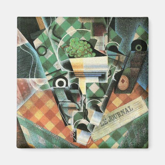 Stilleven met geruit tafelkleed van Juan Gris Magneet (Voorkant)