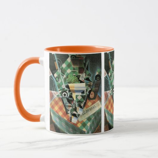 Stilleven met geruit tafelkleed van Juan Gris Mok (Links)