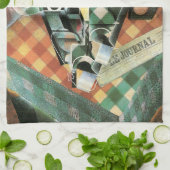 Stilleven met geruit tafelkleed van Juan Gris Theedoek (Gevouwen)