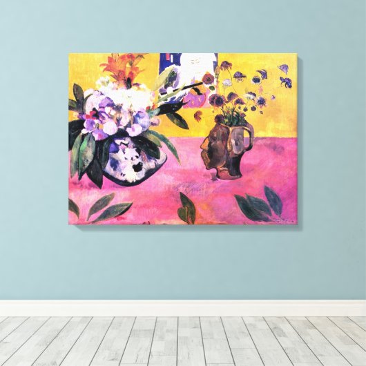 Stilleven met hoofdvormige vaas | Paul Gauguin | Canvas Afdruk (Insitu (Houten vloer))