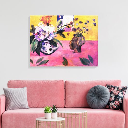 Stilleven met hoofdvormige vaas | Paul Gauguin | Canvas Afdruk (Insitu (Woonkamer))