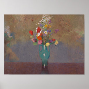 Stilleven met klaproos wilde bloemenboeket poster