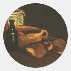 Stilleven met klompen en potten, Van Gogh Ronde Sticker