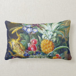 Stilleven met maïs, fruit en blauwe bloemen kussen