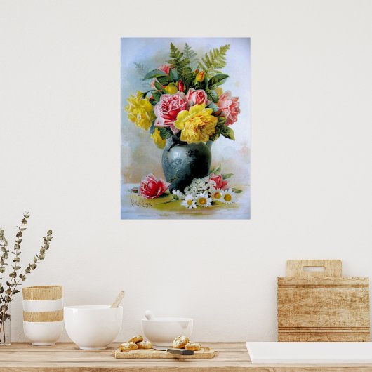 Stilleven met oude rozen, Paul De Longpre Poster (Keuken)