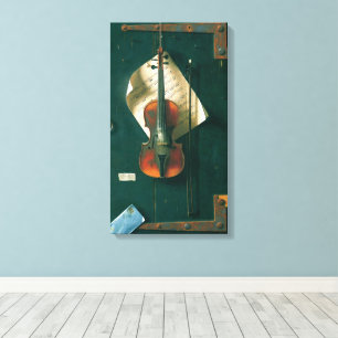 Stilleven met oude viool door William Michael Harn Canvas Afdruk