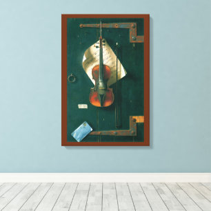 Stilleven met oude viool door William Michael Harn Canvas Afdruk
