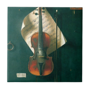 Stilleven met oude viool door William Michael Harn Tegeltje