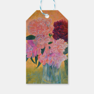 Stilleven met Pioen rozenboeket Cadeaulabel