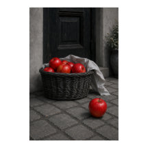 Stilleven met Rode Appels in Rieten Mand