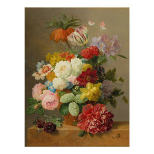 Stilleven met Rozen en pioenen - Bloemers A. Perfect Poster