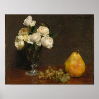 Stilleven met Rozen en vruchten Henri Fantin-Latou Poster