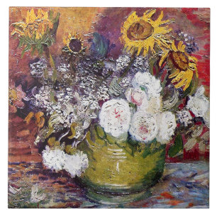 Stilleven met Rozen en zonnebloemen - Van Gogh Tegeltje