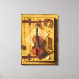 Stilleven met viool en muziek van William Harnett Canvas Afdruk