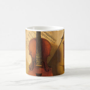 Stilleven met viool en muziek van William Harnett Koffiemok