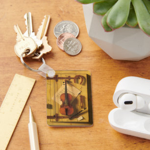 Stilleven met viool en muziek van William Harnett Sleutelhanger