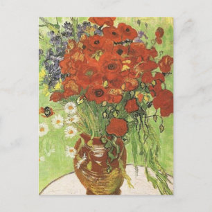 Stilleven - Rode klaprozen en madeliefjes Briefkaart
