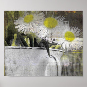 Stilleven  Roze Bloemen in Teacup Poster