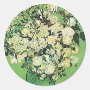 Stilleven - Roze rozen in een vaas Vincent van Gog Ronde Sticker