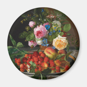 Stilleven Rozen en Aardbeien door Otto Ottesen Magneet