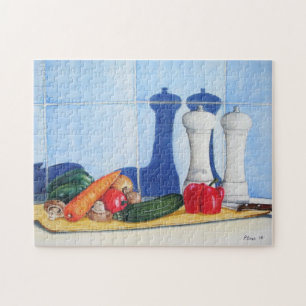 Stilleven schilderen groenten op snijplank legpuzzel