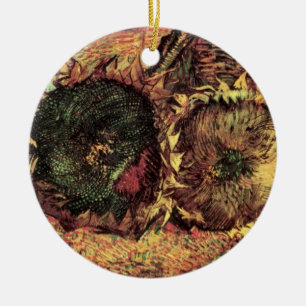 Stilleven Twee Gesneden Zonnebloemen door Vincent Keramisch Ornament
