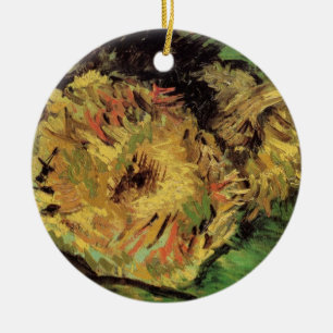 Stilleven Twee Gesneden Zonnebloemen door Vincent Keramisch Ornament