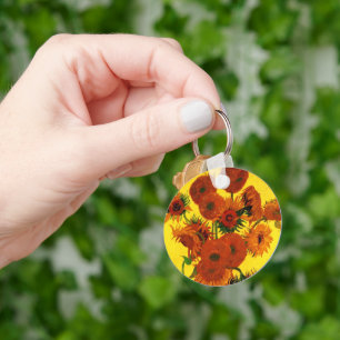 Stilleven vaas met 15 zonnebloemen Vincent van Gog Sleutelhanger