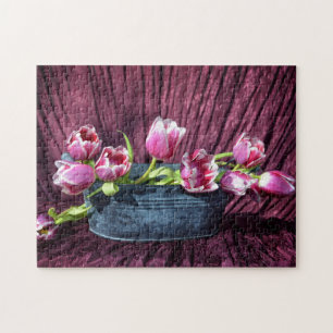 Stilleven van tulpen in roze legpuzzel