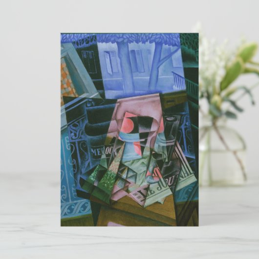 Stilleven voor een open raam door Juan Gris Kaart (Staand voorkant)