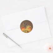 Stilleven, wijnglas, twee perziken, fruit en wijn ronde sticker (Envelop)