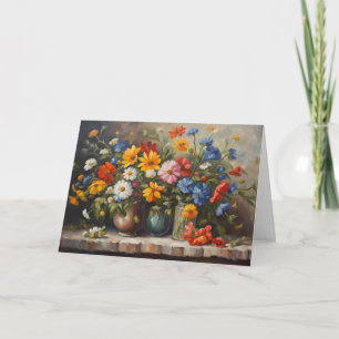 Stilleven Wilde bloemen in potten Illustratie  Kaart