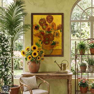 Stillevenvaas met 15 zonnebloemen Vincent van Gogh Poster