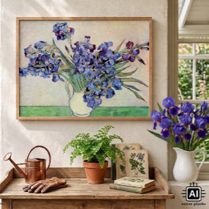 Stillevenvaas met irissen door Vincent van Gogh Poster